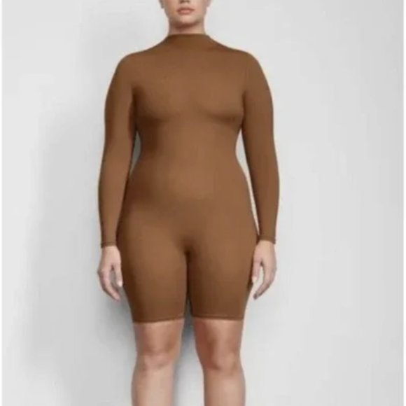 #123 All-in-One Long Sleeve Jumpsuit CARAMEL - Picture 1 of 4